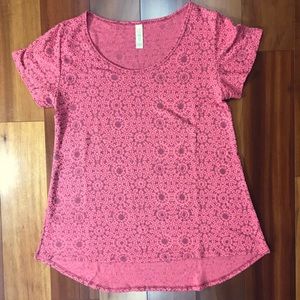 Pink LuLaRoe Floral Print High Low Tunic Tee